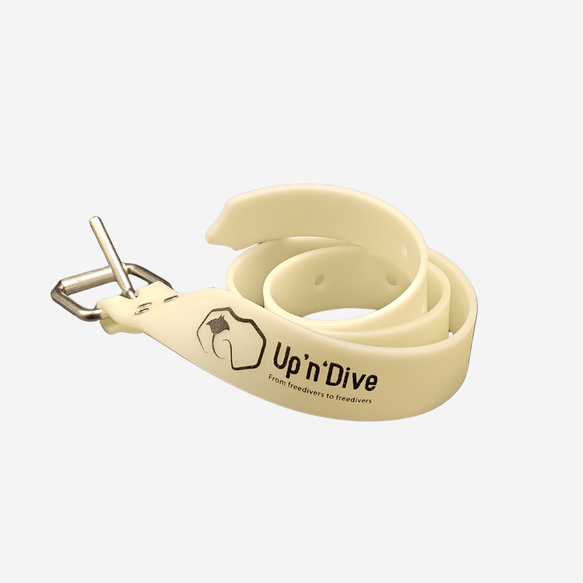 Ceinture de plombs d'apnée Up'n'Dive en caoutchouc phosphorescent blanc avec boucle inox