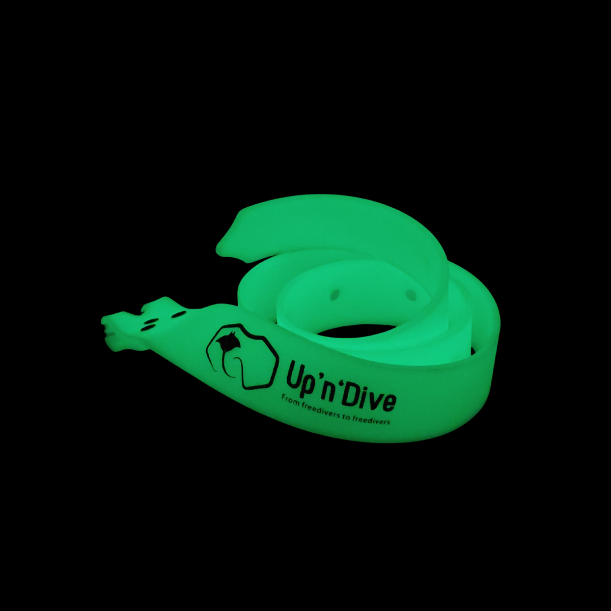 Ceinture de plombs d'apnée Up'n'Dive phosphorescente illuminée en vert
