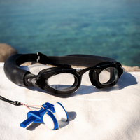 Up'n'Dive freediving goggles and blue nose clip